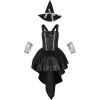 imageIDOPIP Witch Costume for Women Halloween Costume Witch Dress Hat Wristbands 3PCS Adult Witch Dress up Cosplay for Photo ShootBlack