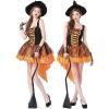 imageIDOPIP Witch Costume for Women Halloween Costume Witch Dress Hat Wristbands 3PCS Adult Witch Dress up Cosplay for Photo ShootOrange