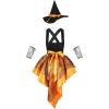 imageIDOPIP Witch Costume for Women Halloween Costume Witch Dress Hat Wristbands 3PCS Adult Witch Dress up Cosplay for Photo ShootOrange