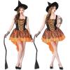 imageIDOPIP Witch Costume for Women Halloween Costume Witch Dress Hat Wristbands 3PCS Adult Witch Dress up Cosplay for Photo ShootOrange
