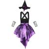 imageIDOPIP Witch Costume for Women Halloween Costume Witch Dress Hat Wristbands 3PCS Adult Witch Dress up Cosplay for Photo ShootPurple
