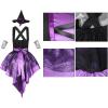 imageIDOPIP Witch Costume for Women Halloween Costume Witch Dress Hat Wristbands 3PCS Adult Witch Dress up Cosplay for Photo ShootPurple