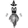imageIDOPIP Witch Costume for Women Halloween Costume Witch Dress Hat Wristbands 3PCS Adult Witch Dress up Cosplay for Photo ShootSilver