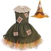 imageIDOPIP Kids Girls Halloween Dress up Costume Princess Birthday Party Tutu Dress with Headwear Accessories for Photo ShootDark Green