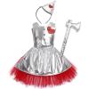 imageIDOPIP Kids Girls Halloween Dress up Costume Princess Birthday Party Tutu Dress with Headwear Accessories for Photo ShootSilver  Red