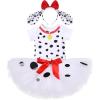 imageIDOPIP Ladybug Dalmatian Birthday Outfit for Baby Girls Romper Polka Dot Tutu Skirt Headband Halloween Fancy Dress up CostumeWhite  Dalmatian Dog