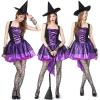 imageIDOPIP Witch Costume for Women Halloween Costume Witch Dress Hat Wristbands 3PCS Adult Witch Dress up Cosplay for Photo ShootPurple