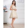 imageIDOPIP Women Vintage Bowknot Swing Dress Elegant Leaf Embroidery Mesh Dress 1950s Retro Cocktail Prom Gown Formal Midi DressApricot