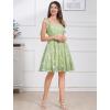 imageIDOPIP Women Vintage Bowknot Swing Dress Elegant Leaf Embroidery Mesh Dress 1950s Retro Cocktail Prom Gown Formal Midi DressGreen