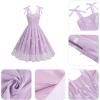imageIDOPIP Women Vintage Bowknot Swing Dress Elegant Leaf Embroidery Mesh Dress 1950s Retro Cocktail Prom Gown Formal Midi DressPurple