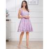 imageIDOPIP Women Vintage Bowknot Swing Dress Elegant Leaf Embroidery Mesh Dress 1950s Retro Cocktail Prom Gown Formal Midi DressPurple