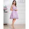 imageIDOPIP Women Vintage Bowknot Swing Dress Elegant Leaf Embroidery Mesh Dress 1950s Retro Cocktail Prom Gown Formal Midi DressPurple