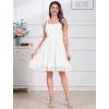 imageIDOPIP Women Vintage Bowknot Swing Dress Elegant Leaf Embroidery Mesh Dress 1950s Retro Cocktail Prom Gown Formal Midi DressWhite
