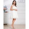 imageIDOPIP Women Vintage Bowknot Swing Dress Elegant Leaf Embroidery Mesh Dress 1950s Retro Cocktail Prom Gown Formal Midi DressWhite