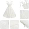 imageIDOPIP Women Vintage Bowknot Swing Dress Elegant Leaf Embroidery Mesh Dress 1950s Retro Cocktail Prom Gown Formal Midi DressWhite