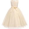 imageIDOPIP Flower Girl Lace Dress for Kids Wedding Bridesmaid Pageant Party Formal Long Gown Princess Communion Bow Tulle DressesApricot