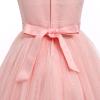 imageIDOPIP Flower Girl Lace Dress for Kids Wedding Bridesmaid Pageant Party Formal Long Gown Princess Communion Bow Tulle DressesPink
