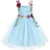 imageIDOPIP Toddler Baby Embroidery Flower Girl Dress for Kids Wedding Pageant Party Prom Gown Communion Birthday Tulle DressesBlue