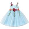 imageIDOPIP Toddler Baby Embroidery Flower Girl Dress for Kids Wedding Pageant Party Prom Gown Communion Birthday Tulle DressesBlue