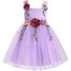 imageIDOPIP Toddler Baby Embroidery Flower Girl Dress for Kids Wedding Pageant Party Prom Gown Communion Birthday Tulle DressesPurple