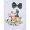imageIDOPIP First Birthday Outfit Boy Baby Lion Cake Smash Clothes Safari Animals Romper Suspenders Shorts Hat Set for Photo ShootGreen