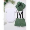 imageIDOPIP First Birthday Outfit Boy Baby Lion Cake Smash Clothes Safari Animals Romper Suspenders Shorts Hat Set for Photo ShootGreen