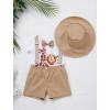 imageIDOPIP First Birthday Outfit Boy Baby Lion Cake Smash Clothes Safari Animals Romper Suspenders Shorts Hat Set for Photo ShootKhaki