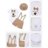 imageIDOPIP First Birthday Outfit Boy Baby Lion Cake Smash Clothes Safari Animals Romper Suspenders Shorts Hat Set for Photo ShootKhaki No1  Hat