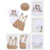 imageIDOPIP First Birthday Outfit Boy Baby Lion Cake Smash Clothes Safari Animals Romper Suspenders Shorts Hat Set for Photo ShootKhaki One