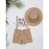 imageIDOPIP First Birthday Outfit Boy Baby Lion Cake Smash Clothes Safari Animals Romper Suspenders Shorts Hat Set for Photo ShootKhaki One