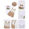 imageIDOPIP First Birthday Outfit Boy Baby Lion Cake Smash Clothes Safari Animals Romper Suspenders Shorts Hat Set for Photo ShootKhaki One Hat