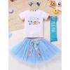 imageIDOPIP Blue Birthday Girl Outfit for Baby Toddler Girls Birthday Shirt Tutu Skirt Dog Ears Sash Cake Smash Photo Shoot 16TBlue