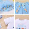 imageIDOPIP Blue Birthday Girl Outfit for Baby Toddler Girls Birthday Shirt Tutu Skirt Dog Ears Sash Cake Smash Photo Shoot 16TBlue