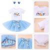 imageIDOPIP Blue Birthday Girl Outfit for Baby Toddler Girls Birthday Shirt Tutu Skirt Dog Ears Sash Cake Smash Photo Shoot 16TBlue One 3pcs
