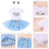 imageIDOPIP Blue Birthday Girl Outfit for Baby Toddler Girls Birthday Shirt Tutu Skirt Dog Ears Sash Cake Smash Photo Shoot 16TBlue Two 3pcs