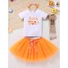 imageIDOPIP Blue Birthday Girl Outfit for Baby Toddler Girls Birthday Shirt Tutu Skirt Dog Ears Sash Cake Smash Photo Shoot 16TOrange