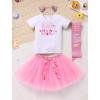 imageIDOPIP Blue Birthday Girl Outfit for Baby Toddler Girls Birthday Shirt Tutu Skirt Dog Ears Sash Cake Smash Photo Shoot 16TPink