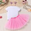 imageIDOPIP Blue Birthday Girl Outfit for Baby Toddler Girls Birthday Shirt Tutu Skirt Dog Ears Sash Cake Smash Photo Shoot 16TPink Three 3pcs