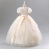 imageIDOPIP Flower Girl Sequin Applique Dress for Kids Wedding Pageant Party Long Gown Princess Communion Handkerchief Tulle DressChampagne
