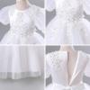 imageIDOPIP Flower Girl Sequin Applique Dress for Kids Wedding Pageant Party Long Gown Princess Communion Handkerchief Tulle DressWhite
