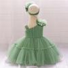 imageIDOPIP Toddler Baby Flower Girl Dress Bowknot Princess Tulle Tutu Party Wedding Birthday Pageant Dresses with Headband OutfitGreen