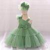 imageIDOPIP Toddler Baby Flower Girl Dress Bowknot Princess Tulle Tutu Party Wedding Birthday Pageant Dresses with Headband OutfitGreen