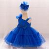 imageIDOPIP Toddler Baby Flower Girl Dress Bowknot Princess Tulle Tutu Party Wedding Birthday Pageant Dresses with Headband OutfitRoyal Blue