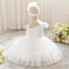 imageIDOPIP Toddler Baby Flower Girl Dress Bowknot Princess Tulle Tutu Party Wedding Birthday Pageant Dresses with Headband OutfitWhite