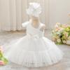 imageIDOPIP Toddler Baby Flower Girl Dress Bowknot Princess Tulle Tutu Party Wedding Birthday Pageant Dresses with Headband OutfitWhite