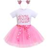 imageIDOPIP Blue Birthday Girl Outfit for Baby Toddler Girls Birthday Shirt Tutu Skirt Dog Ears Sash Cake Smash Photo Shoot 16TPink Three 3pcs