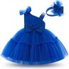 imageIDOPIP Toddler Baby Flower Girl Dress Bowknot Princess Tulle Tutu Party Wedding Birthday Pageant Dresses with Headband OutfitRoyal Blue