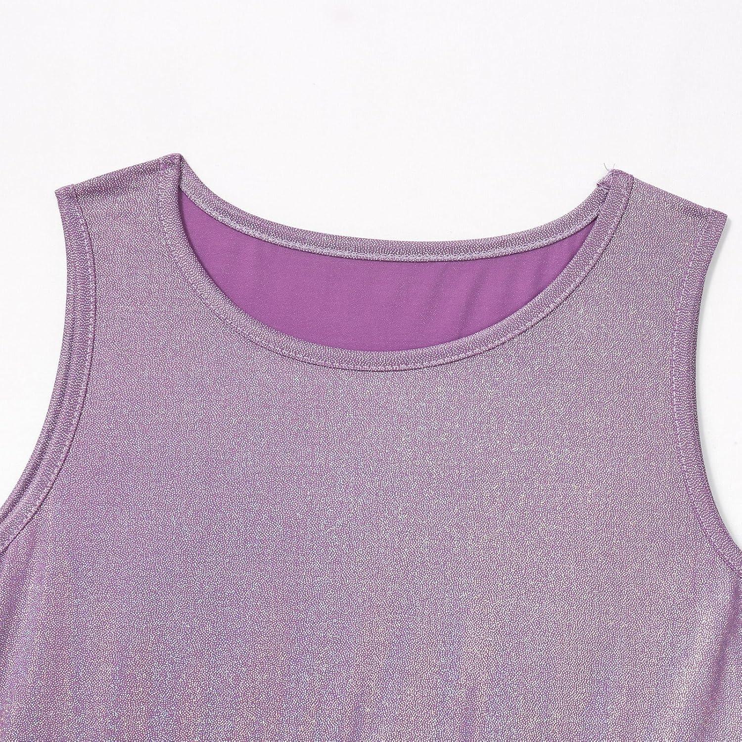 imageIDOPIP Praise Dance Overlay for Girls Metallic Sequin Praise Dance Dress Asymmetrical Worship Tunic Liturgical Dancewear 310Purple