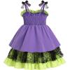 imageIDOPIP Baby Girls Halloween Tutu Dress Pumpkin Witch Princess Birthday Party Dresses Ruffle Tulle Bowknot Dress up CostumePurple