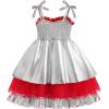 imageIDOPIP Baby Girls Halloween Tutu Dress Pumpkin Witch Princess Birthday Party Dresses Ruffle Tulle Bowknot Dress up CostumeRed  Silver